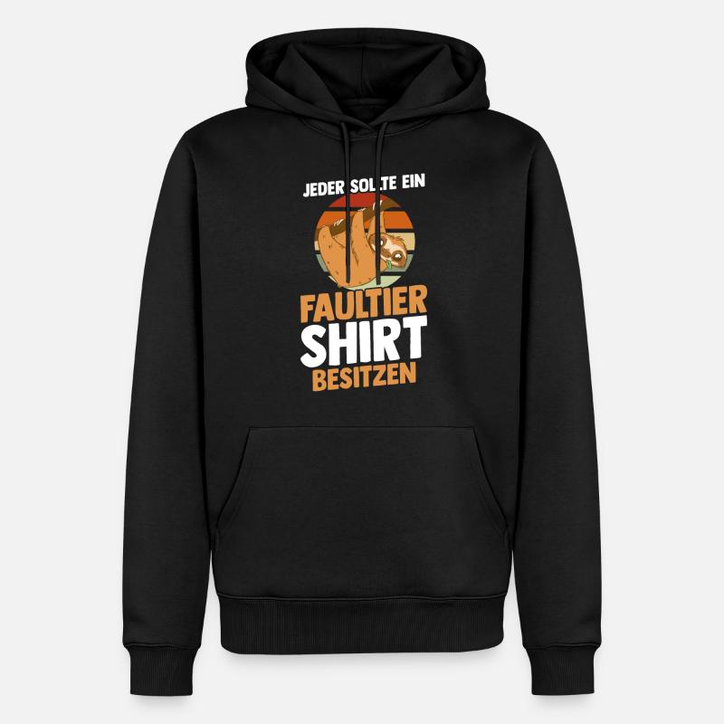 Faultier - Männer Premium Bio Hoodie - Schwarz
