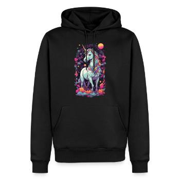 Pastell Einhorn Vaporwave Retro Stil Magie Design - Männer Premium Bio Hoodie - Schwarz - Vorne - Nico (187cm)