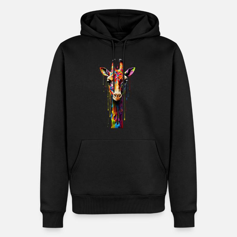 Rainbow Giraffe - Männer Premium Bio Hoodie - Schwarz