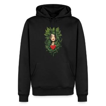 Herz Pflanzenliebe Tattoo Aesthetic Design - Männer Premium Bio Hoodie - Schwarz - Vorne - Nico (187cm)