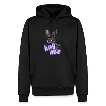 Brown rabbit with lettering - hug me - Men’s Premium Organic Hoodie - black - Front - Nico (187cm)