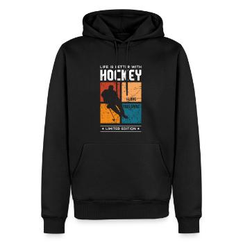 Life is better with Hockey - Männer Premium Bio Hoodie - Schwarz - Vorne - Nico (187cm)