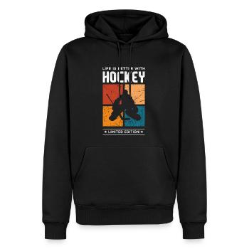Life is better with Hockey - Men’s Premium Organic Hoodie - black - Front - Nico (187cm)