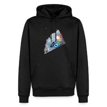 Love - Männer Premium Bio Hoodie - Schwarz - Vorne - Nico (187cm)
