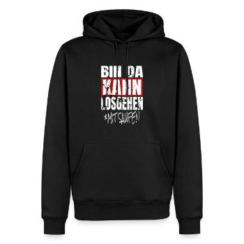 Party Spruch Humor Bin Da Kann Losgehen Mit Saufen - Männer Premium Bio Hoodie - Schwarz - Vorne - Nico (187cm)