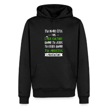 Tu n'arrêtes pas l'agriculture t-shirt tracteur - Sweat à capuche Premium bio Homme - noir - Devant - Nico (187cm)