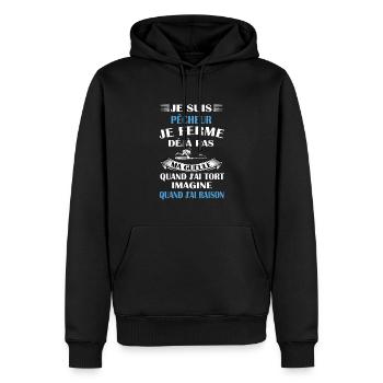 je suis pêcheur t-shirt homme humour passion - Sweat à capuche Premium bio Homme - noir - Devant - Nico (187cm)