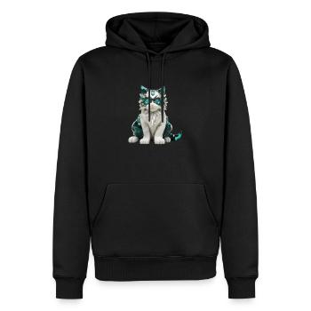 Geburtsstein-Katze Mai - Männer Premium Bio Hoodie - Schwarz - Vorne - Nico (187cm)