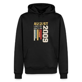 Août 2009 - Cadeau anniversaire Août 2009 Août - Sweat à capuche Premium bio Homme - noir - Devant - Nico (187cm)
