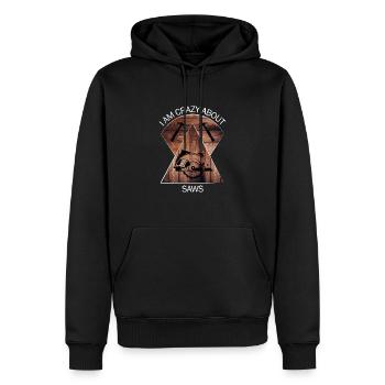 Charpentier, charpentier, charpentier, charpentier, artisan, bois - Sweat à capuche Premium bio Homme - noir - Devant - Nico (187cm)