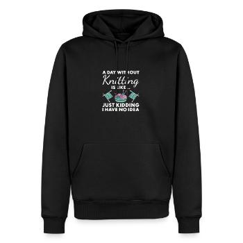 Tricoteuse Une journée sans tricoter - Sweat à capuche Premium bio Homme - noir - Devant - Nico (187cm)