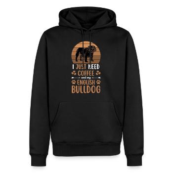 Bulldog anglais Café Rétro - Sweat à capuche Premium bio Homme - noir - Devant - Nico (187cm)
