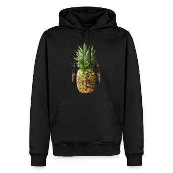 Ananas mit Headphones - Männer Premium Bio Hoodie - Schwarz - Vorne - Nico (187cm)