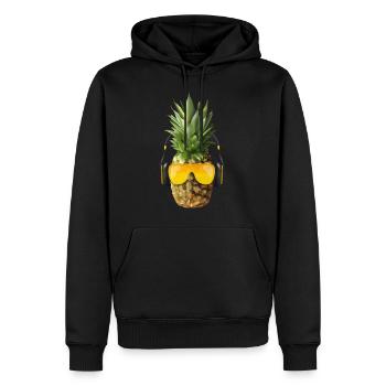 Ananas mit Kopfhörer - Männer Premium Bio Hoodie - Schwarz - Vorne - Nico (187cm)