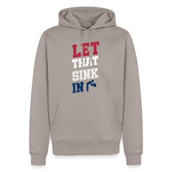 Let that sink in Social Musk pun dad joke - Men’s Premium Organic Hoodie - taupe - Front - Nico (187cm)