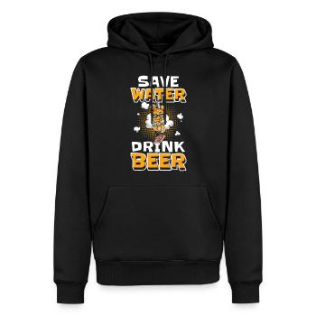 Dessin animé de style bande dessinée - Sweat à capuche Premium bio Homme - noir - Devant - Nico (187cm)