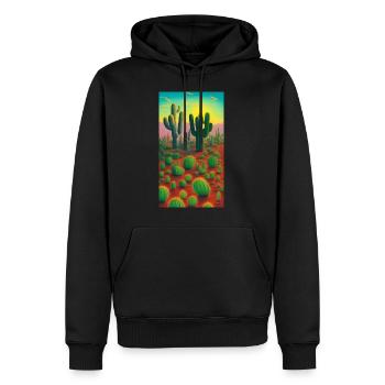 Retro Cactus - Men’s Premium Organic Hoodie - black - Front - Nico (187cm)