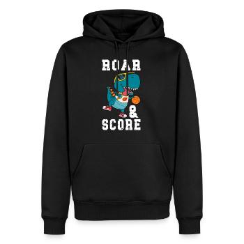 Basketball Dino T-Rex Spieler Sport Comic Cartoon - Männer Premium Bio Hoodie - Schwarz - Vorne - Nico (187cm)