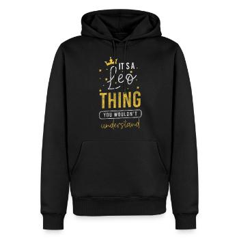 Anniversaire de l’astrologie du Lion - Sweat à capuche Premium bio Homme - noir - Devant - Nico (187cm)