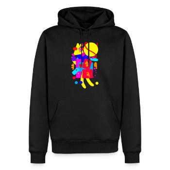 80s Design - Männer Premium Bio Hoodie - Schwarz - Vorne - Nico (187cm)