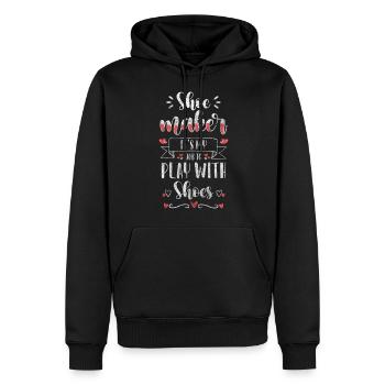 Semelle de chaussure artisanale - Sweat à capuche Premium bio Homme - noir - Devant - Nico (187cm)