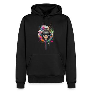 VR Affe bunt - Männer Premium Bio Hoodie - Schwarz - Vorne - Nico (187cm)