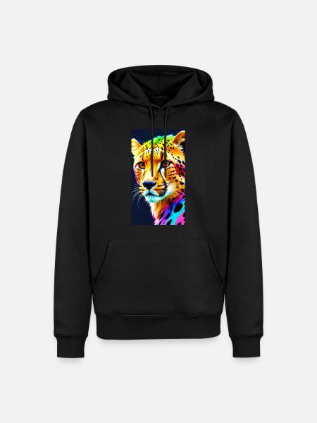 Cheetah Front - Männer Premium Bio Hoodie - Schwarz