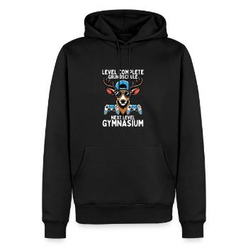Level Complete Next Level Gymnasium Gamer Hirsch - Männer Premium Bio Hoodie - Schwarz - Vorne - Nico (187cm)