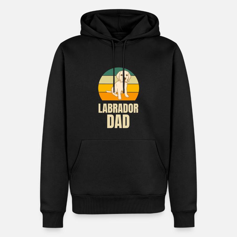 Rétro Labrador Papa - Sweat à capuche Premium bio Homme - noir