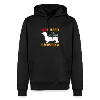 Oui, j’ai besoin de mon merveilleux teckel - Sweat à capuche Premium bio Homme - noir - Devant - Nico (187cm)