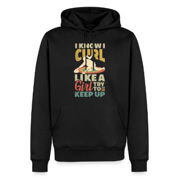 Curling Player for a Female Curler I Know I Curl - Männer Premium Bio Hoodie - Schwarz - Vorne - Nico (187cm)