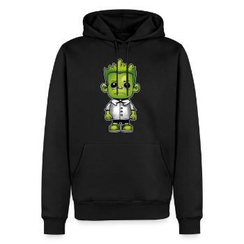 Monstre vert mignon - Sweat à capuche Premium bio Homme - noir - Devant - Nico (187cm)