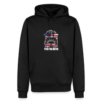 Oui, je suis tous les deux un chignon désordonné britannique américain pour - Sweat à capuche Premium bio Homme - noir - Devant - Nico (187cm)