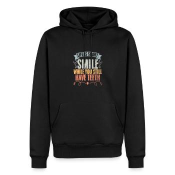Life Is Short Funny Smile While You Still Have - Men’s Premium Organic Hoodie - black - Front - Nico (187cm)