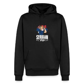 Serbian Wife Srbija's Unbreakable Woman Serbia - Männer Premium Bio Hoodie - Schwarz - Vorne - Nico (187cm)