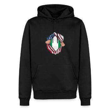 Awesome American Raised With Nigerian Roots Flag - Männer Premium Bio Hoodie - Schwarz - Vorne - Nico (187cm)