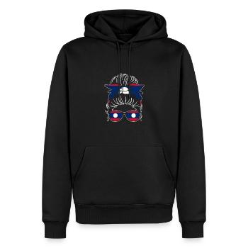 Super fille laotienne Messy Bun Laos Drapeau pour le - Sweat à capuche Premium bio Homme - noir - Devant - Nico (187cm)