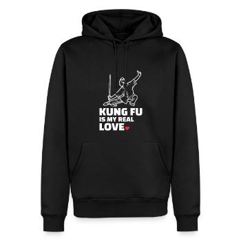 J’adore le Kung-Fu - Sweat à capuche Premium bio Homme - noir - Devant - Nico (187cm)