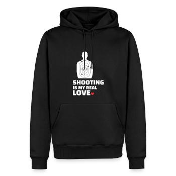 J’adore photographier - Sweat à capuche Premium bio Homme - noir - Devant - Nico (187cm)