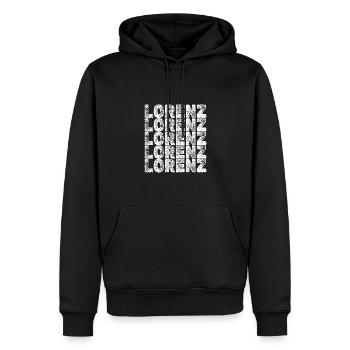 First name Lorenz - Men’s Premium Organic Hoodie - black - Front - Nico (187cm)
