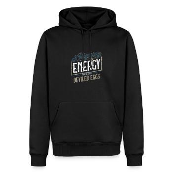 Meine Energie mit dem Humor der teuflischen Eier in Einklang bringen - Männer Premium Bio Hoodie - Schwarz - Vorne - Nico (187cm)