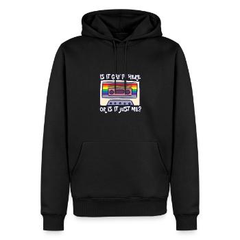 Est-ce gay ici LGBTQ Ally Trans Gay Pride Arc-en-ciel - Sweat à capuche Premium bio Homme - noir - Devant - Nico (187cm)