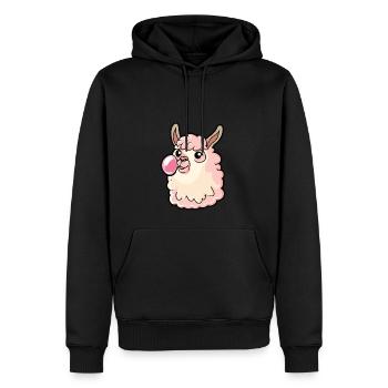 Lama mit Bubblegum - Männer Premium Bio Hoodie - Schwarz - Vorne - Nico (187cm)