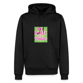 Manger de la chatte c’est végétalien - Sweat à capuche Premium bio Homme - noir - Devant - Nico (187cm)
