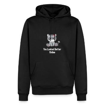 Tu avais l’air mieux en ligne, plus drôle sarcastique - Sweat à capuche Premium bio Homme - noir - Devant - Nico (187cm)