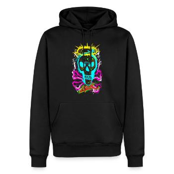 L.Gor Totenkopf Knochen - Männer Premium Bio Hoodie - Schwarz - Vorne - Nico (187cm)
