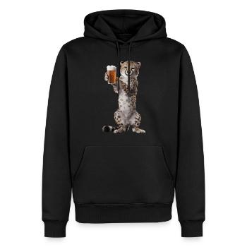 Gepard Bier - Männer Premium Bio Hoodie - Schwarz - Vorne - Nico (187cm)