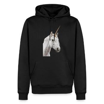 Licorne - Sweat à capuche Premium bio Homme - noir - Devant - Nico (187cm)