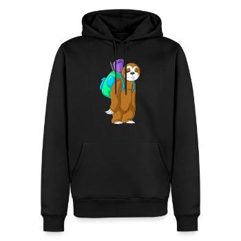 sloth camping - Men’s Premium Organic Hoodie - black - Front - Nico (187cm)