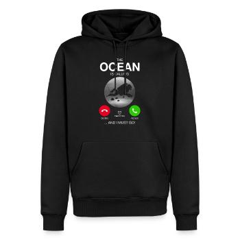 L’OCÉAN APPELLE JE DOIS ALLER PLONGEUR CADEAU - Sweat à capuche Premium bio Homme - noir - Devant - Nico (187cm)